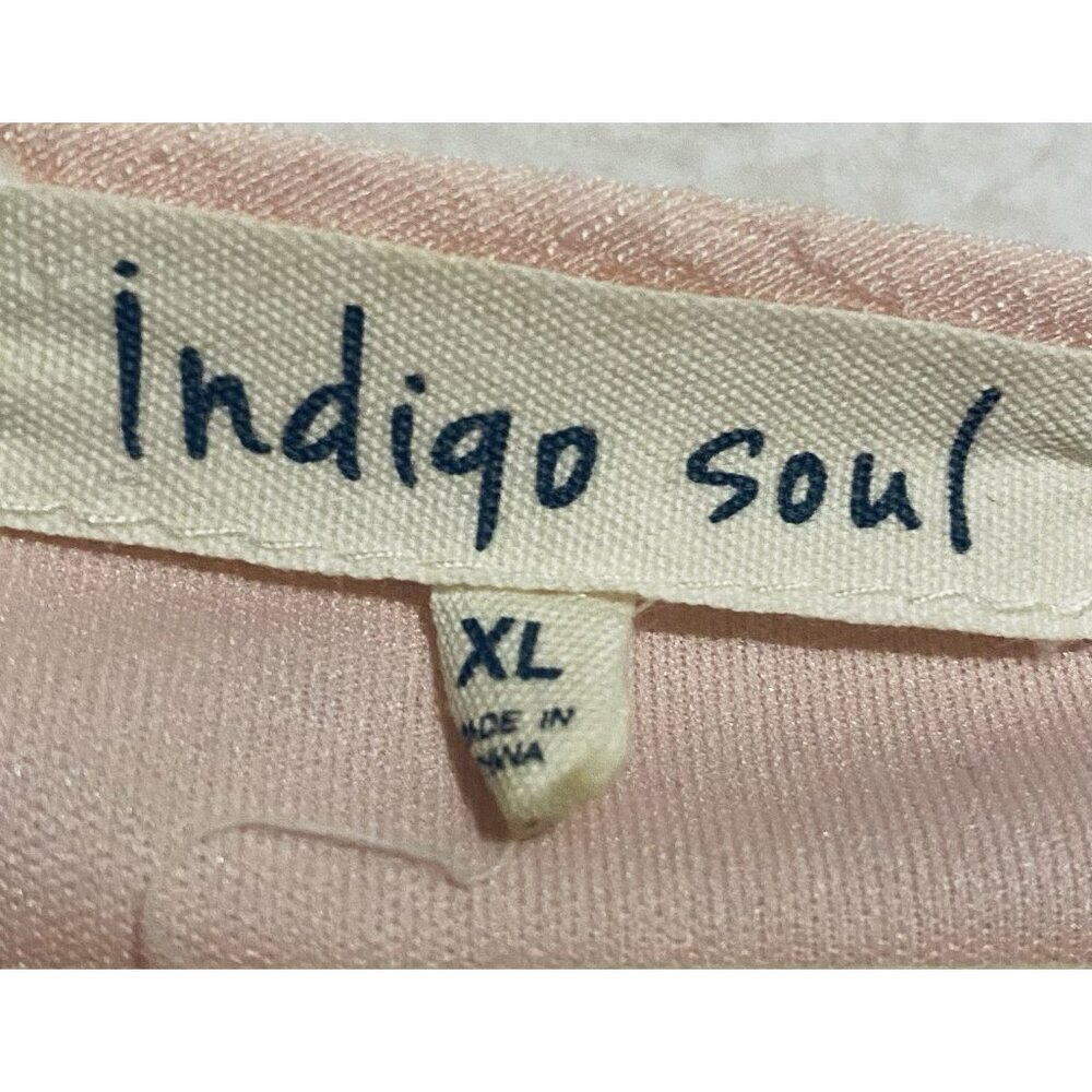 Indigo Soul Top Womens XL Pink Gauzy Ruffle Lace Fringe Cottagecore Romantic - Picture 5 of 7